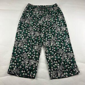 Banana Republic Black Zebra Floral Print Linen Cropped Pant M